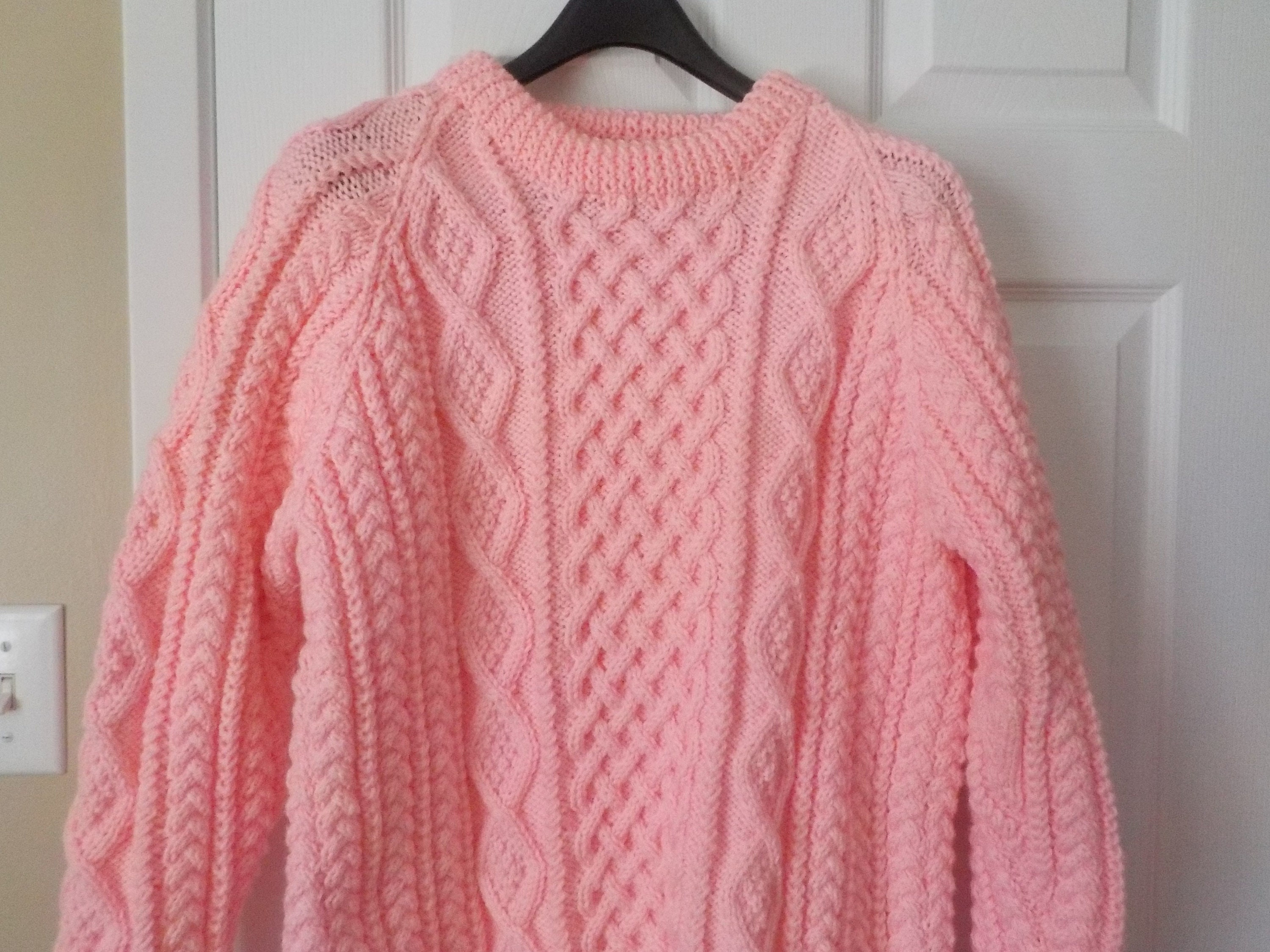 Hand Knit Fisherman Knit Sweater Fisherman Knit Sweater Pink - Etsy
