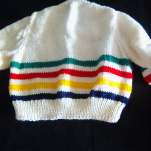 Kids sweater, children's sweater, boys or girls sweater, size two sweater, Hudson bay colors sweater, striped sweater, striped pullover image 2