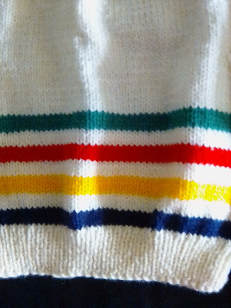 Kids sweater, children's sweater, boys or girls sweater, size two sweater, Hudson bay colors sweater, striped sweater, striped pullover image 5