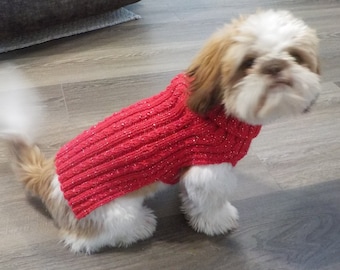 dog sweater, winter sweater for dog, knit sweater for shih tzu, shih tzu sweater