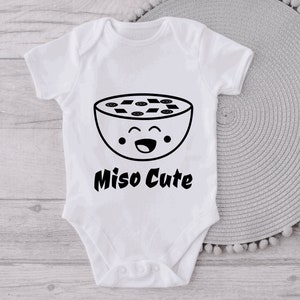 miso cute onesie, newborn onesie, body suit, cute, baby onesie, miso kawaii, Japanese food, me so, babies, newborn, sushi