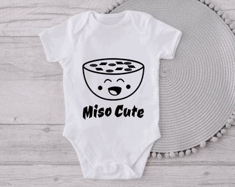 miso cute onesie, newborn onesie, body suit, cute, baby onesie, miso kawaii, Japanese food, me so, babies, newborn, sushi