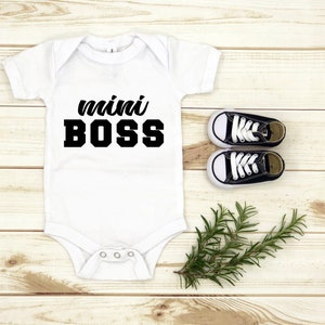 Mini Boss onesie, newborn onesie, body suit, cute, baby onesie
