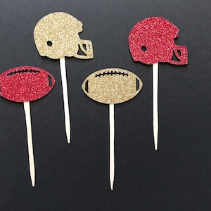 football inspired cupcake toppers helmet football theme jersey party decor supplies celebrate nfl super bowl cake birthday tailgate sports