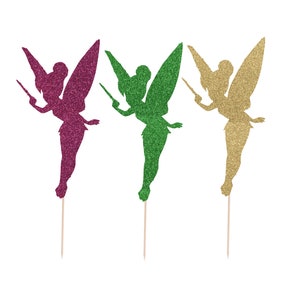 fairy cupcake toppers - decorations - celebration-  birthday - cake - party- magic - tinker bell inspired - magical   12 ct