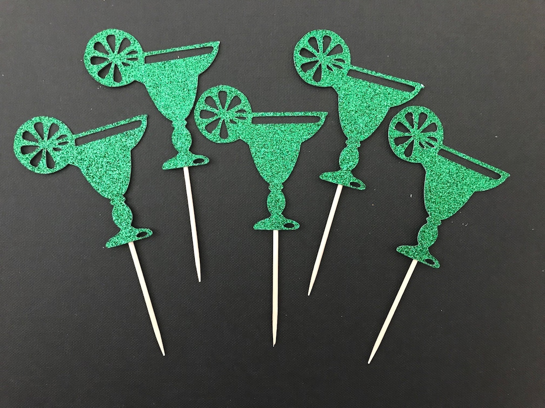 Margarita Glass Cupcake Toppers Decorations Celebration Birthday Topper