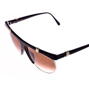Vintage Christian Dior 2555 90 Black Gold Sunglasses With Brown Lens Sunglasses 65mm