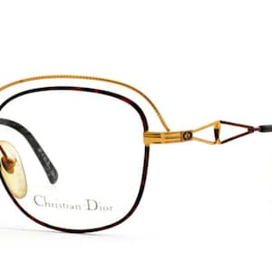Vintage Christian Dior 2461 41 Brown Gold Round Eyeglasses Optical Frame Gafas