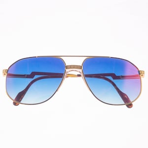 Vintage  Hilton Exclusive 024 C2 Blue Pink Flash Lens  Aviator 24KT Gold Plated Sunglasses