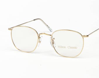 Hilton Classic 3 Quadra Gold 44 mm Vintage Eyeglasses Optical Frame Sunglasses