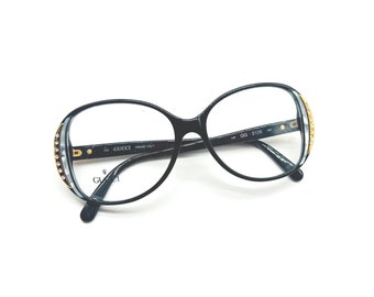 Gucci ブラック スクエアフレーム メガネ ヴィンテージ グッチ GG 1611 4PR ブラック スクエア 眼鏡 メガネ