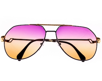 Gafas de sol estilo aviador de lujo, exclusivas, de la marca Hilton, de 14 mm, color negro y dorado, bañadas en oro de 20 quilates, de gran tamaño, de 60 mm