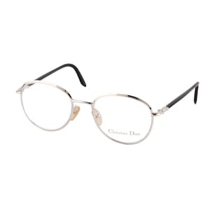 Christian Dior CD 2060 70B Round Black & Silver Vintage Eyeglasses Optical Frame Sunglassess With Case