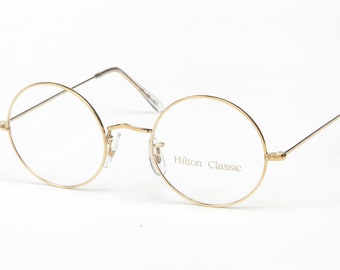 Vintage Algha Round  Gold Vintage 14K Rolled Gold Eyeglasses Optical Frame Size 40mm