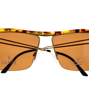 Vintage Gucci GG 2325 57N Gold Brown Oversized Sunglasses Eyeglasses Eyewear 58mm