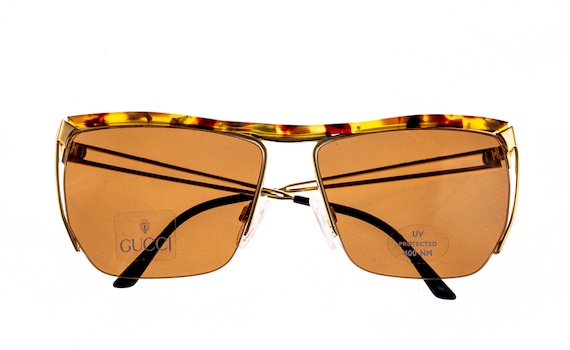 Rare! Gucci Gold Metal Frame w/ Brown Lenses GUCCI GG1703S 004 Gold Metal Brown Lens Rimless Sunglasses  main image 3