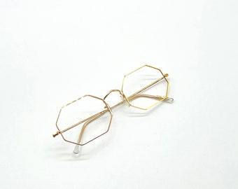 Vintage Algha Savile Row Quadra Gold Eyeglasses 54-18-145 | 1980s