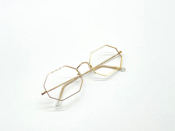 Vintage Algha 12 KT GF Hexagon Gold Glasses Eyeglasses Eyewear 