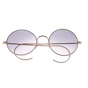Vintage Algha Gold Round 14KT Gf Curl Side Temple Eyeglasses Optical Frame Eyewear 49mm