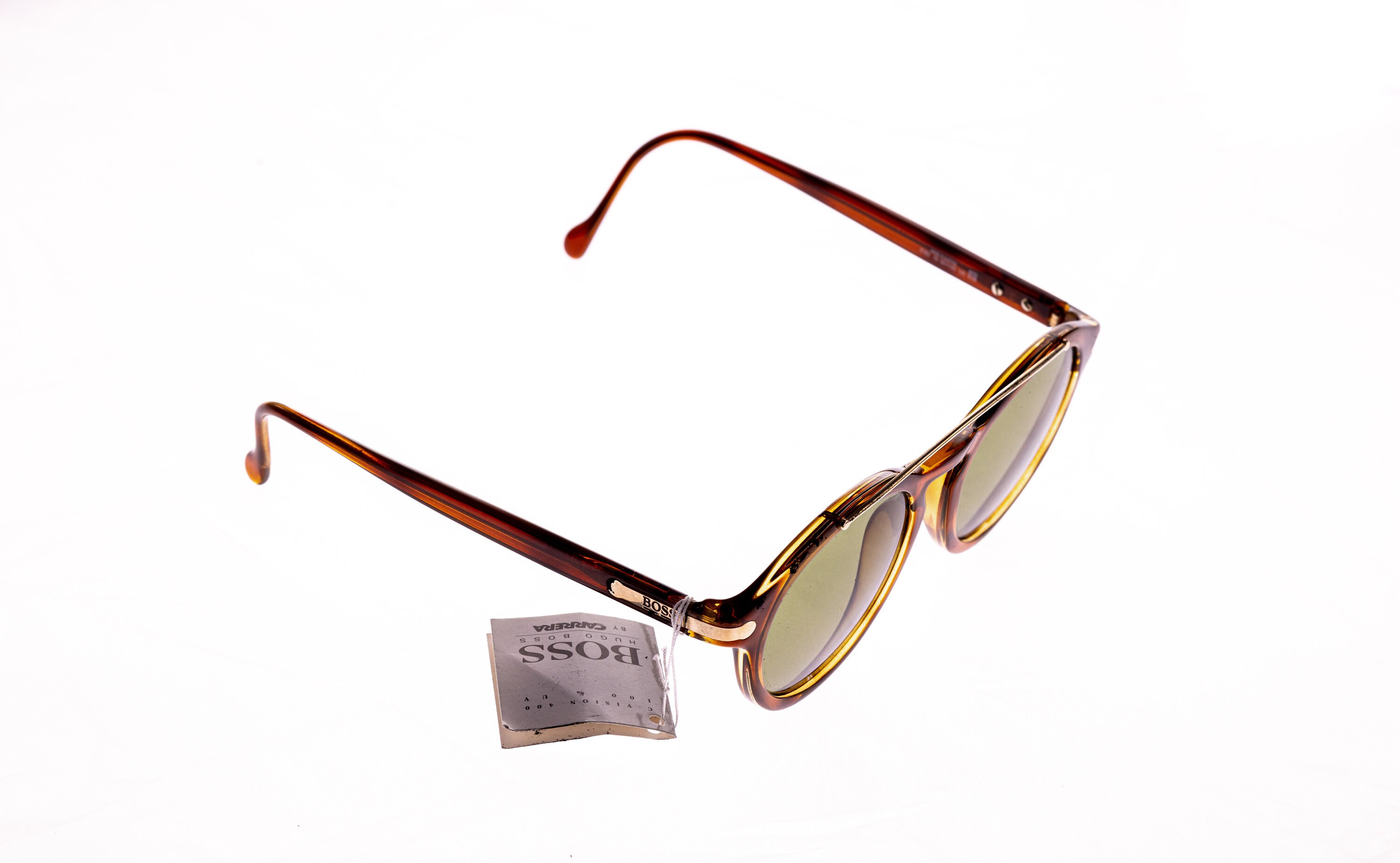 Vintage Hugo Boss 5163 10 Brown Round Sunglasses Eyeglasses 