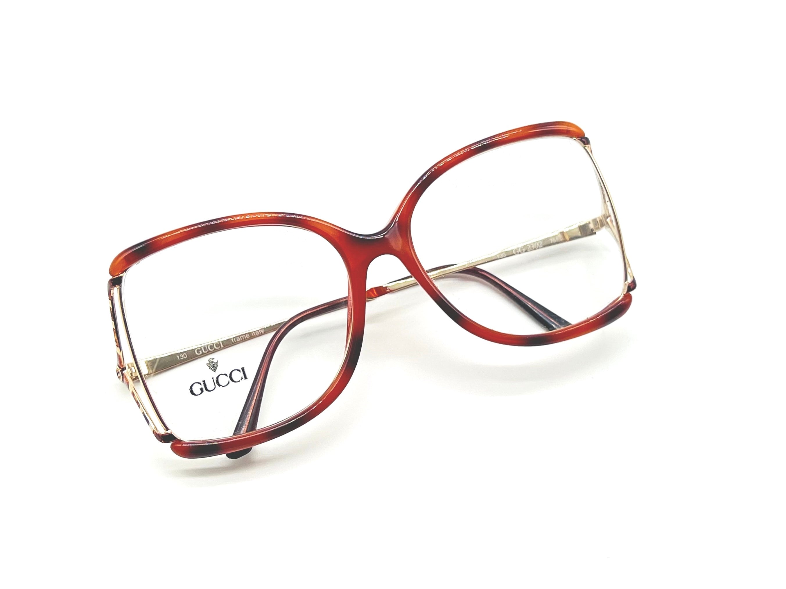 Vintage Gucci GG 2302 75F Square Large Women’s Glasses Eyeglasses Eyewear Brown Glasses