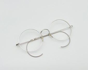 Vintage Algha Silver Round 12KT Gf Curl Side Temple Eyeglasses Optical Frame Eyewear 49mm