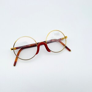 Vintage GFF 2 Gold & Brown Unisex Round Eyeglasses Optical Frame Eyewear Glasses 48mm