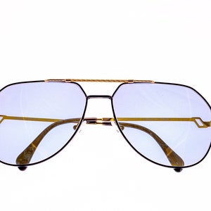 Vintage Hilton Exclusive 14 Black & Gold 20Kt Gold Plated Luxury Large Aviator Rare Sunglasses Eyeglasses Optcial Eyewear Lunettes 60mm