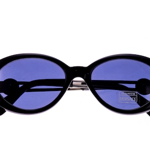 Vintage Versace  341/A 852 Oval Black Sunglasses Eyewear Glasses NOS