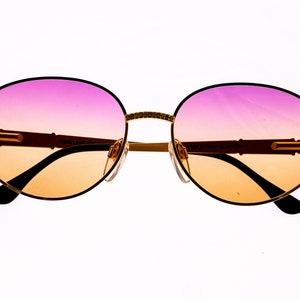 Vinatge Hilton Park Lane 104 C3 Round Black Gold Multi Colour Lens sunglasses eyeglasses eyewear optical glasses 22KGP