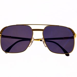Vintage Hilton class 10 Gold Blue Square Sunglasses Glasses 56mm