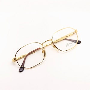 Vintage Hilton Manhattan 204 C1 Gold Square Eyeglasses Eyewear