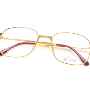 Vintage Hilton Slimford 002 995 Gold Square Folding 24Kt Gold Plated Eyewear Eyeglasses Optical Frame Lunettes Sunglasses