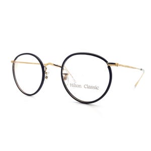 Hilton Classic 1 Panto Black Gold Vintage 14K Rolled Gold Eyeglasses Optical Frame Sunglasses 47mm