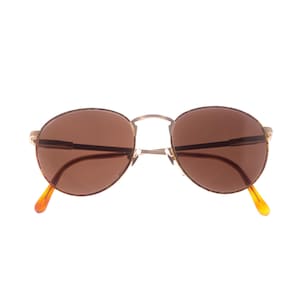 Vintage Fendi F10 228 Panto Gold Brown Sunglasses Eyeglasses Panto Sunglasses