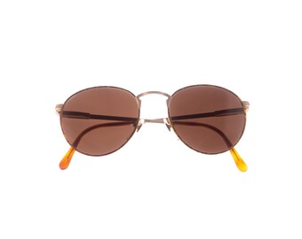 Vintage Fendi F10 228 Panto Gold Brown Sunglasses Eyeglasses Panto Sunglasses