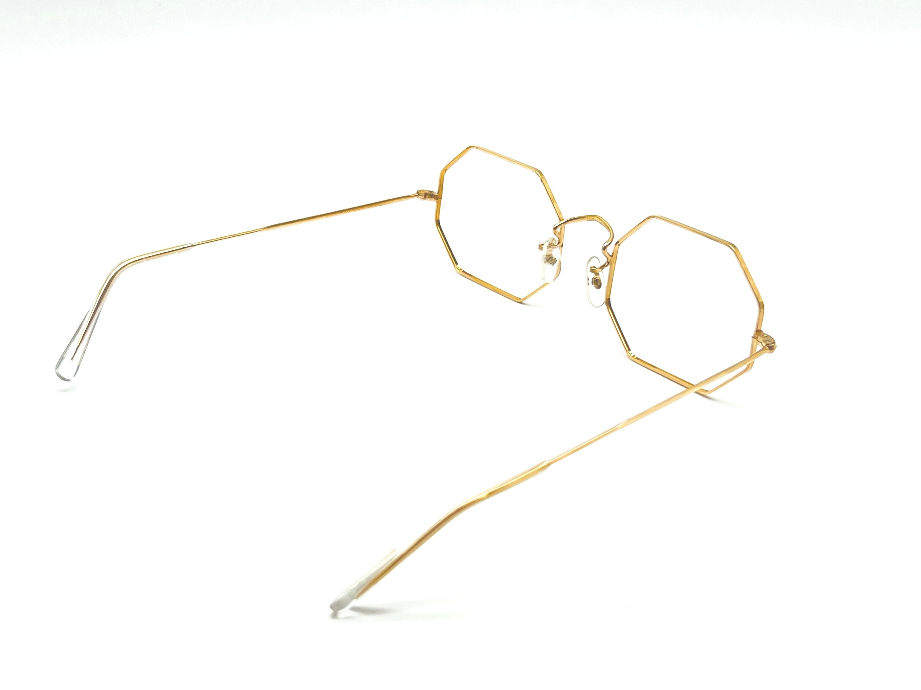 Vintage Algha 12 KT GF Hexagon Gold Glasses Eyeglasses Eyewear 