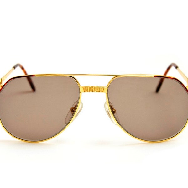 Hilton Exclusive 021 C2 Gold Vintage Sunglasses Aviator 24 KT Gold Plated Designer Vintage Unisex Sunglasses