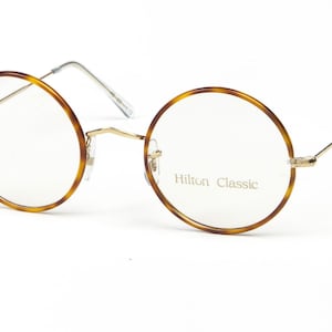 Vintage Hilton Classic 2 Round Blonde Gold Eyeglasses Optical Frame Glasses Lunettes 49mm