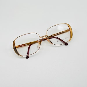 Vintage Christian Dior CD 2713 44 Gold Square Eyeglasses Eyewear Glasses