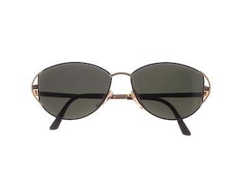Vintage Fendi FV 172  729 Oval Gold Black Sunglasses Eyeglasses Oval Sunglasses