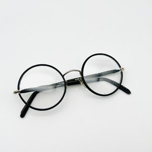 Vintage BOIC Round Black & Silver Eyeglasses Optical Frame Eyewear 50mm