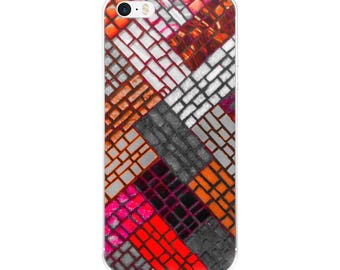 Abstract red mosaic pattern phone case fits iPhone