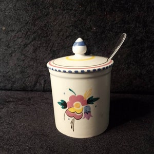 mooie vintage Poole Pottery honing pot.jam pot.preserve pot.deco gestileerde bladeren retro zwembad aardewerk
