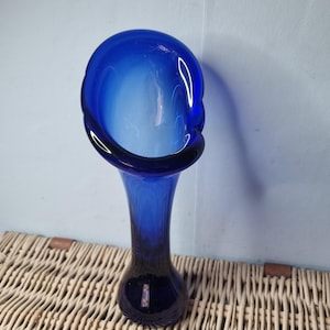 1960s vintage Cobalt Blue vase 24cms high.