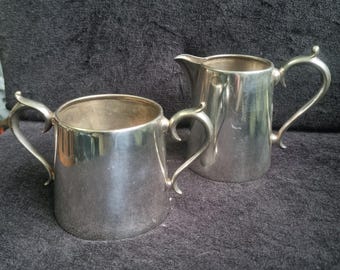 Antique Mappin and Webb Silver Princes Plate Creamer Jug and Sugar