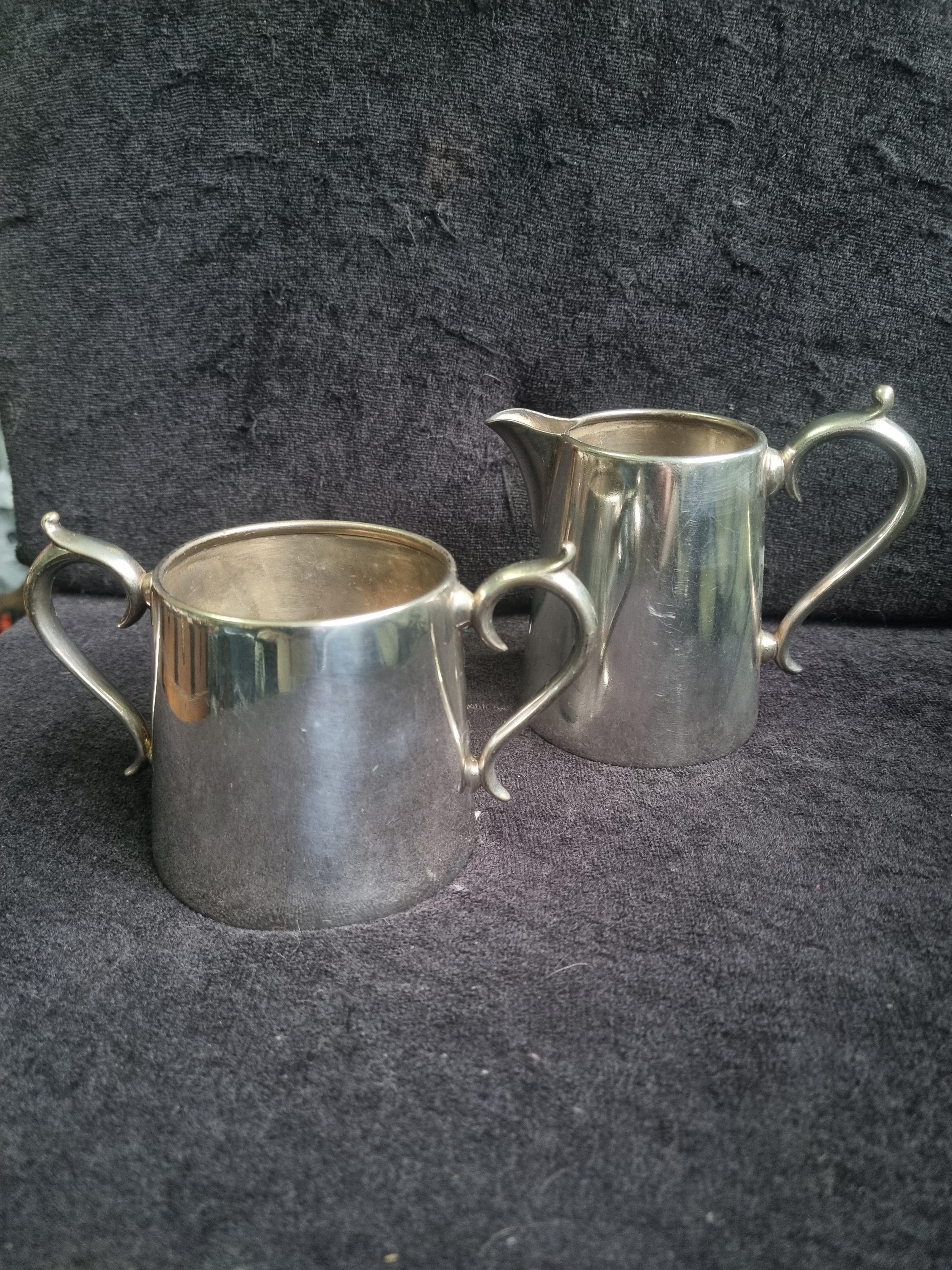 Antique Mappin and Webb Silver Princes Plate Creamer Jug and Sugar