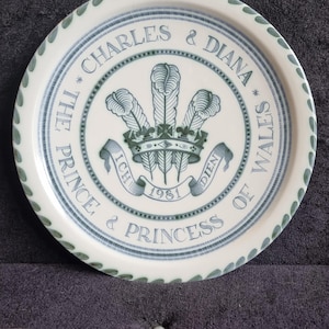 Lovely Vintage Rye Pottery 1981 Royal Wedding Commemorative plate 26cms. Charles and Diana ,King Charles