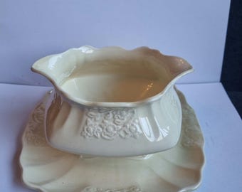 Beautiful vintage A Lanternier and co gravy sauce boat.white and pink floral vintage serving dish perfect for fine dining