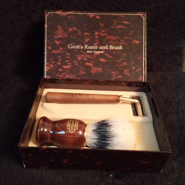 Vintage Gent's Razor and Brush Set - West Germany - Shaving Set